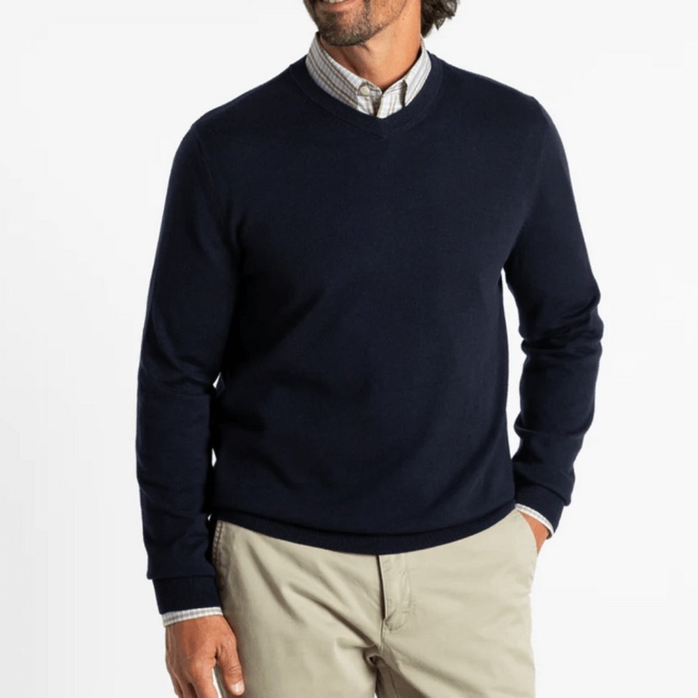 Duck Head Buckley V-Neck Sweater Navy